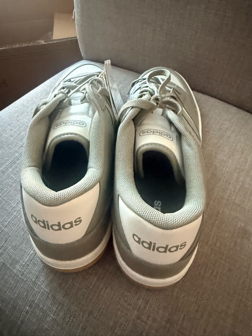 adidas Men's Athletic Sneakers in Light Gray, White & Gum - Picture 4 of 4